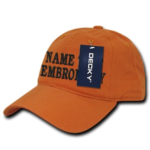 Gorra de béisbol de papá sin estructura con bordado personalizado, texto personalizado, nombre bordado, visera curva, correa trasera, relajada, WH205 - Naranja quemado