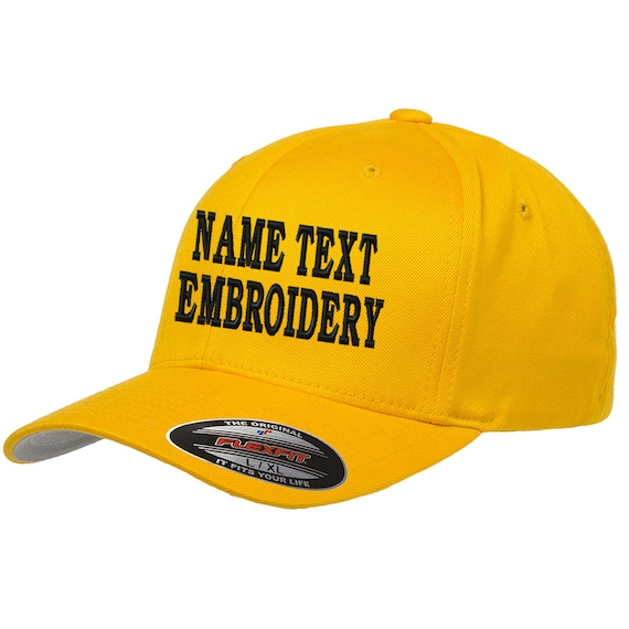 - Wooly Personalized Name Custom Bill 6277 Yellow Hat Embroidered Curve Embroidery Fitted Gold Baseball Flexfit Size Combed Text Cap Etsy