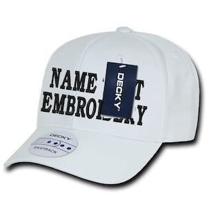Custom Embroidery Youth Snapback Hat Personalized Text Name Embroidered Curve Visor Adjustable Kids Baseball Cap WH1015 - White