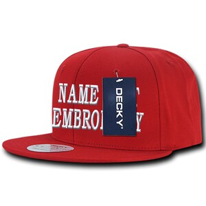Custom Embroidered Cotton Snapback Hat Personalized Text Name Embroidery Customize Adjustable Baseball Cap WH361 - Red