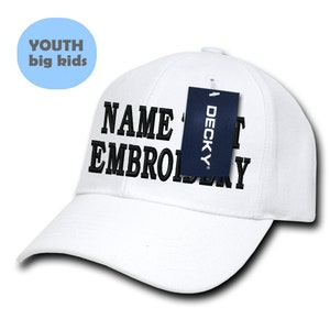 Custom Embroidery Youth Snapback Hat Personalized Text Name Embroidered Curve Visor Adjustable Kids Baseball Cap WH7001 - White