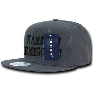 Custom Embroidered Cotton Snapback Hat Personalized Text Name Embroidery Customize Adjustable Baseball Cap WH361 - Charcoal Dark Grey