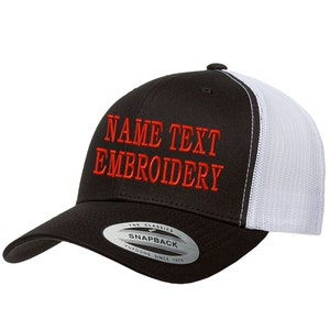 Custom Embroidery Trucker Hat Yupoong Snapback Personalized Text Name Embroidered Mesh Baseball Cap Curve Bill 2tone 6606 Black White