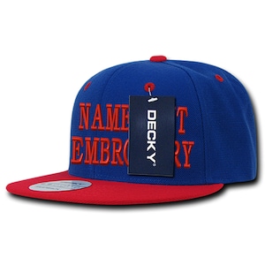 Custom Embroidered Snapback Hat Personalized Text Name Adjustable Embroidery 2tone Baseball Cap WH350 - Blue / Red Visor