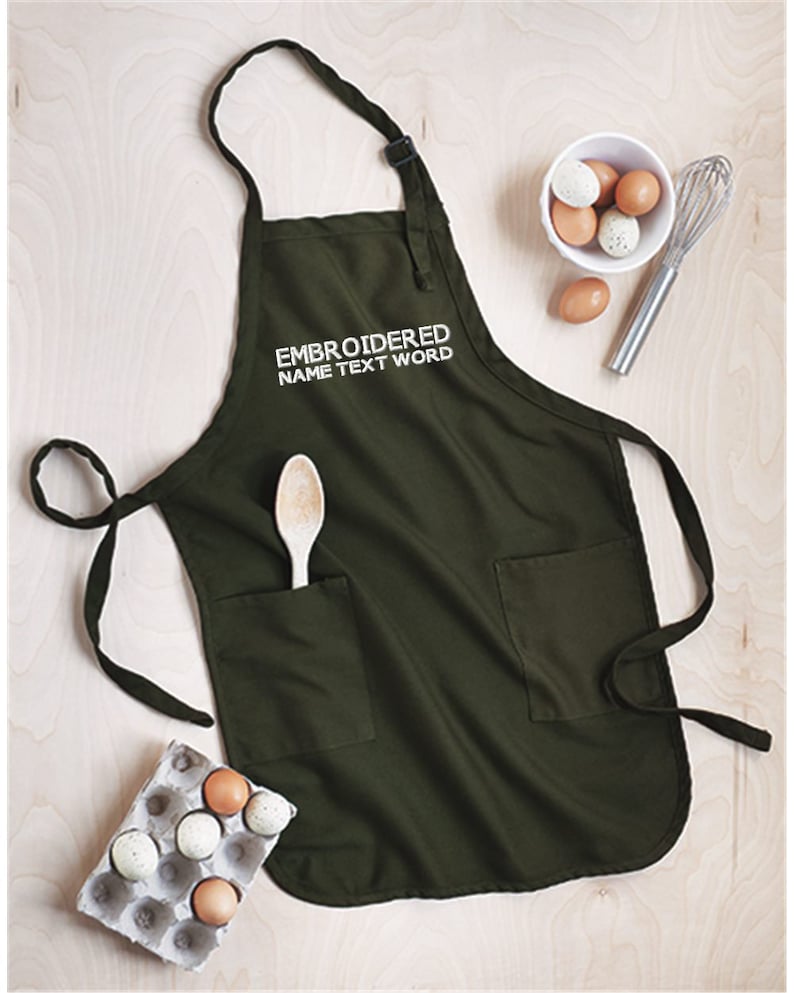 Custom Embroidery Apron With 2pocket Personalized Text Etsy