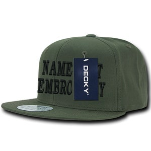 Custom Embroidered Cotton Snapback Hat Personalized Text Name Embroidery Customize Adjustable Baseball Cap WH361 - Olive Green