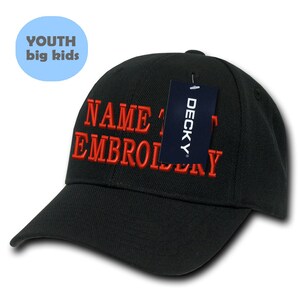 Custom Embroidery Youth Snapback Hat Personalized Text Name Embroidered Curve Visor Adjustable Kids Baseball Cap WH7001 - Black