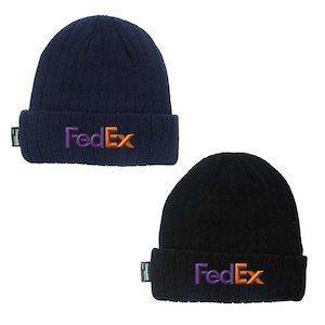 FedEx Custom bestickte lila orange dicke warme isolierte Strickmütze mit langen Manschetten