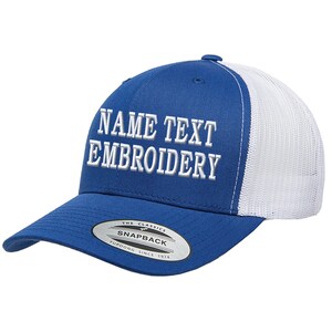 Custom Embroidery Trucker Hat Yupoong Snapback Personalized Text Name Embroidered Mesh Baseball Cap Curve Bill 2tone 6606 Blue White