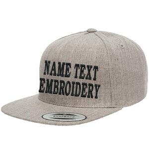 Custom Embroidery Snapback Hat Yupoong 5-Panel Classic Personalized Text Name Embroidered Structured Baseball Cap 5089M - Heather Grey
