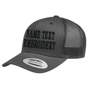 Custom Embroidery Trucker Hat Yupoong Snapback Personalized Text Name Embroidered Mesh Baseball Cap Curve Bill 6606 Charcoal Grey