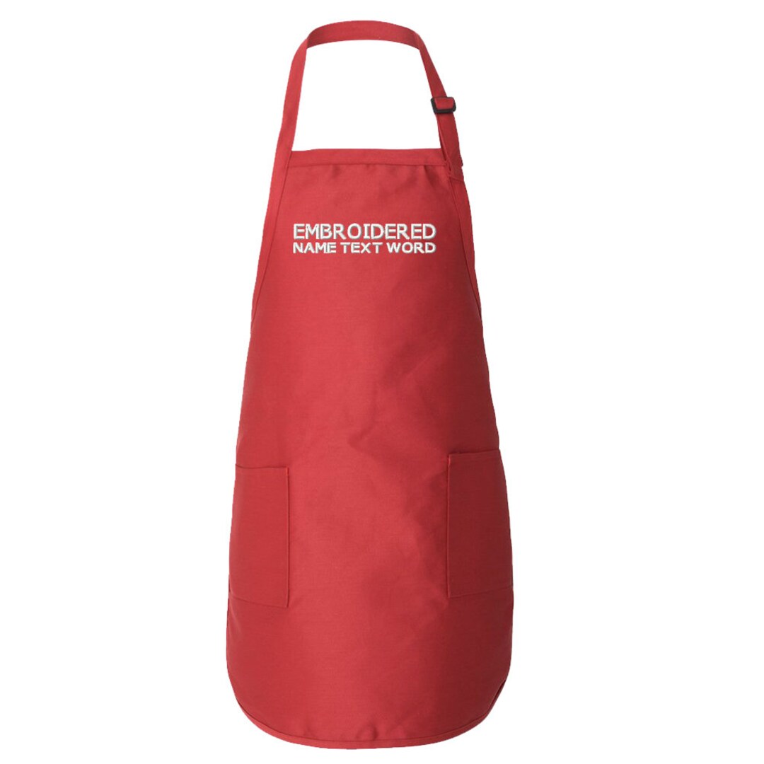Custom Embroidery Apron With 2pocket Personalized Text Embroidered Adjustable 22w X 30l Bib
