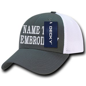 Custom Embroidery Trucker Hat Personalized Text Name Structured Soft Air Mesh Embroidered Adjustable Golf Cap WH204 - Charcol Grey White