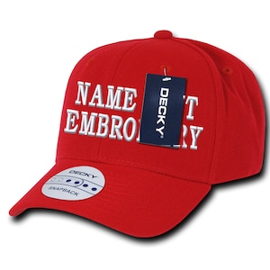 Custom Embroidery Youth Snapback Hat Personalized Text Name Embroidered Curve Visor Adjustable Kids Baseball Cap WH1015 - Red