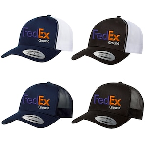 Custom Embroidery FedEx Ground Embroidered with Yupoong Curved Bill Structured Baseball Classic Mesh Trucker Snapback Hat Cap Uniform