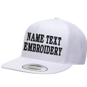 Custom Embroidery Trucker Hat Yupoong Snapback Personalized Text Name Embroidered Mesh Baseball Cap Flat Bill 6006 6006 White
