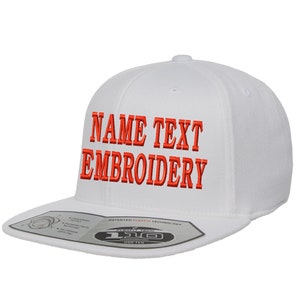 カスタム刺繍スナップバックハット フレックスフィット 110F パーソナライズテキストネーム刺繍構造野球帽 - ホワイト