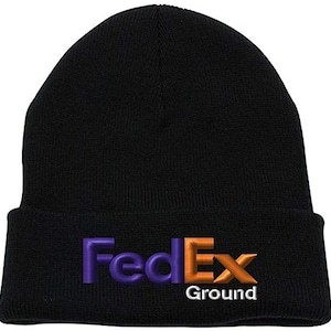 Bestickte Fedex Grundmütze Lila Orange Winter Lange Stickerei Gefaltete Strickmütze