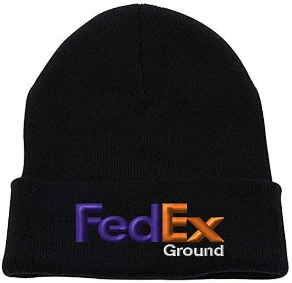 Custom Embroidered Fedex Orange Folded Knit Beanie Hat Etsy Cuffed Winter Embroidery Purple Cap - Ground Long