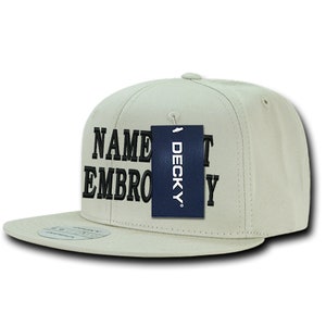 Custom Embroidered Cotton Snapback Hat Personalized Text Name Embroidery Customize Adjustable Baseball Cap WH361 - Stone Beige