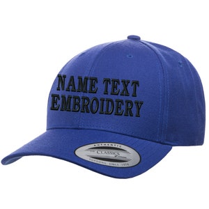 Custom Embroidery Snapback Hat Yupoong Classic Wool Blended Personalized Text Name Embroidered Curve Bill Baseball Cap YP6789 - Royal Blue