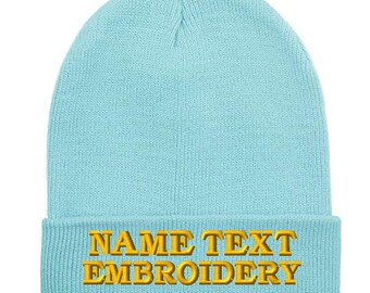 Custom Embroidered Beanie: Personalized Text Knit Cap - Ocean Blue