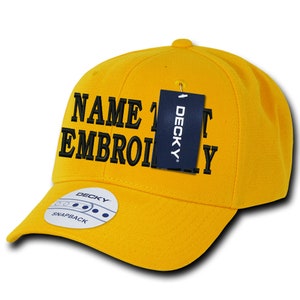 Custom Embroidery Youth Snapback Hat Personalized Text Name Embroidered Curve Visor Adjustable Kids Baseball Cap WH1015 - Gold Yellow