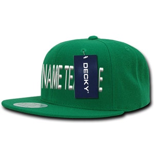 Custom Embroidered Snapback Hat Personalized Text Name Structured Adjustable Embroidery Baseball Cap WH350 - Kelly Green