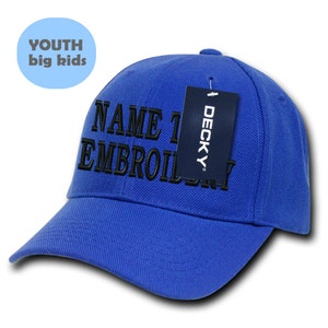 Custom Embroidery Youth Snapback Hat Personalized Text Name Embroidered Curve Visor Adjustable Kids Baseball Cap WH7001 - Royal Blue