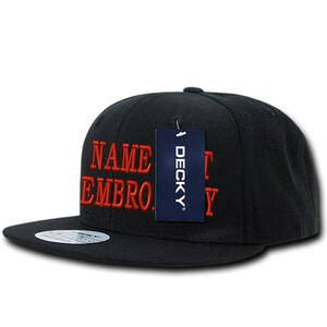 Custom Embroidered Snapback Hat Personalized Text Name Structured Adjustable Embroidery Baseball Cap WH350 - Black