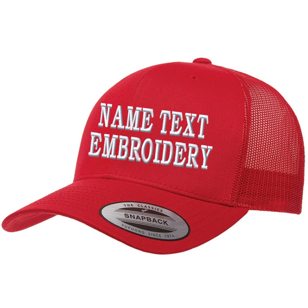 Custom Embroidery Trucker Hat Yupoong Snapback Personalized Text Name ...