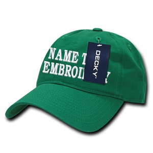Custom Embroidery Unstructured Dad Hat Personalized Text Name Embroidered Curve Bill Strapback Relax Baseball Cap WH205 - Kelly Green