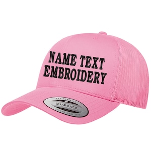 Custom Embroidery Trucker Hat Yupoong Snapback Personalized Text Name Embroidered Mesh Baseball Cap Curve Bill 6606 Pink