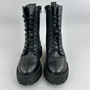 Clarks Boots Size UK5 Black Leather Page Lace Combat Chunky Military Army Gothic image 2