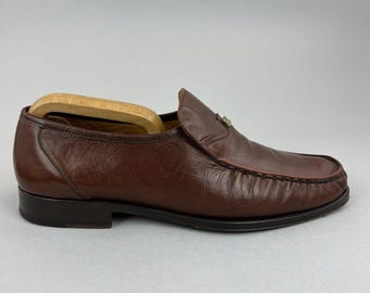 Mezlan Men's Brown Leather Loafer Moccasin Vintage Goodyear Welted Shoes US7 UK6