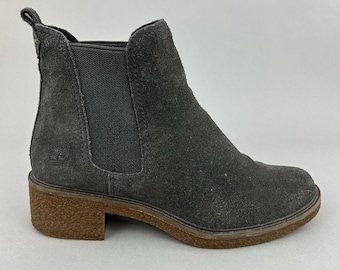 Botas sociais Timberland Brinda de couro cinza, camurça, Chelsea, salto alto, EU38 UK5