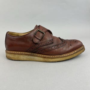 Poste Mistress Brown Leather Monk Strap Brogues Wing Dress Oxford Shoes Size EU40 UK6.5