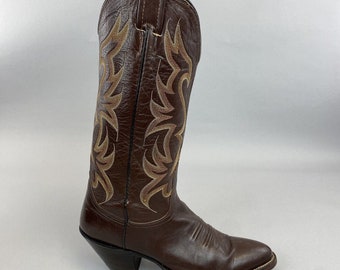 Nocona Brown Stitch Pointed Toe Cowboy Western Festival Boots US6 C UK3.5 - 4