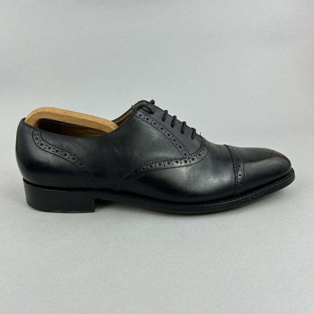 Barker Black Leather Brogues, Cap Toe Dress Shoes (US11/EU44  display picture 1
