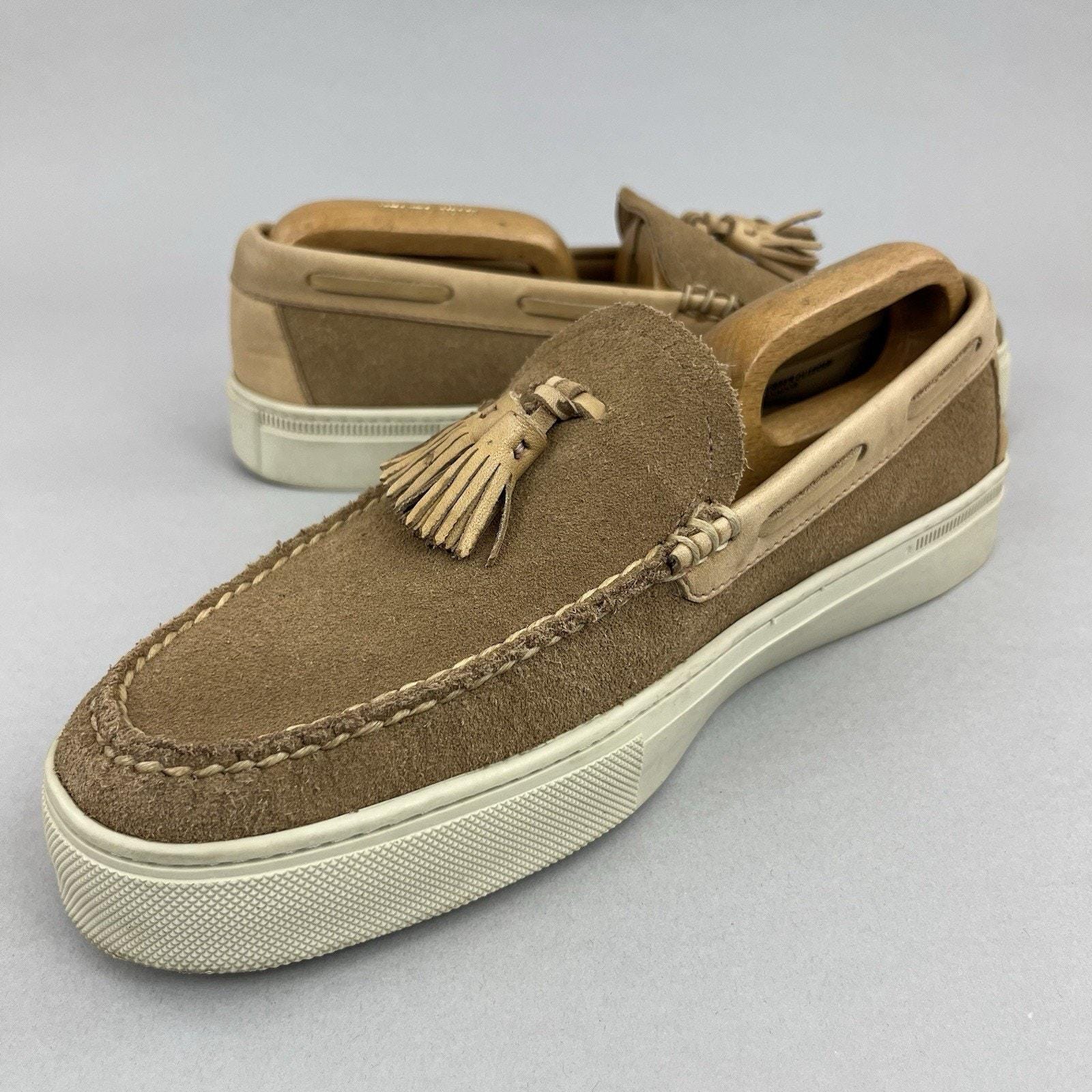 GH Bass Tassel Weejuns Loafers Men\'s 10 Tan Suede Leather Classic Neutral GH Bass Weejuns Tan Suede Slip on Tassel Loafers Moccasins  main image 3