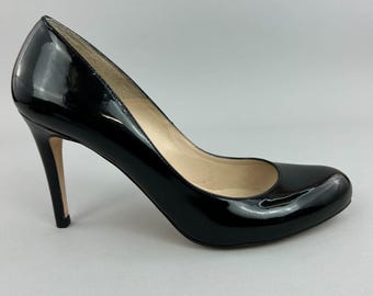 LK Bennett Shoes Size UK7 Black Patent Leather Court Pumps High Heels Stiletto