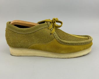 Clarks Originals Shoes Mens Size UK6.5 Wallabee Olive Combi Suede Boat Moccasin