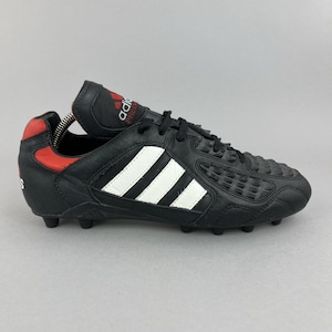 Adidas Predator 1996 Schwarz Leder Gummi Flossen Johnston Fußballschuhe US8.5 UK8