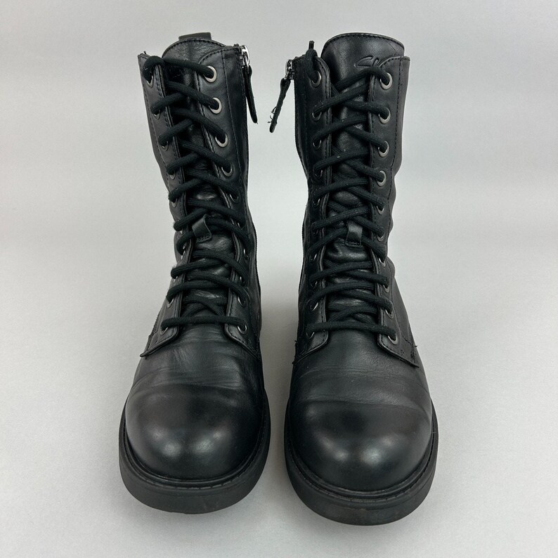 Clarks Boots Size UK4 Wide Orinoco Style 2 Black Lace Zip Military Combat Bootie image 2
