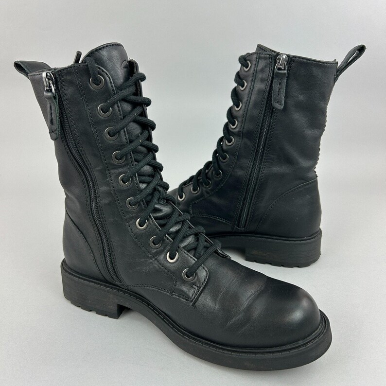 Clarks Boots Size UK4 Wide Orinoco Style 2 Black Lace Zip Military Combat Bootie image 10
