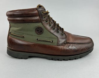 Timberland Gore-Tex Brown Leather Canvas Vintage Chukka Rugged Boots US12 UK11.5 - 12