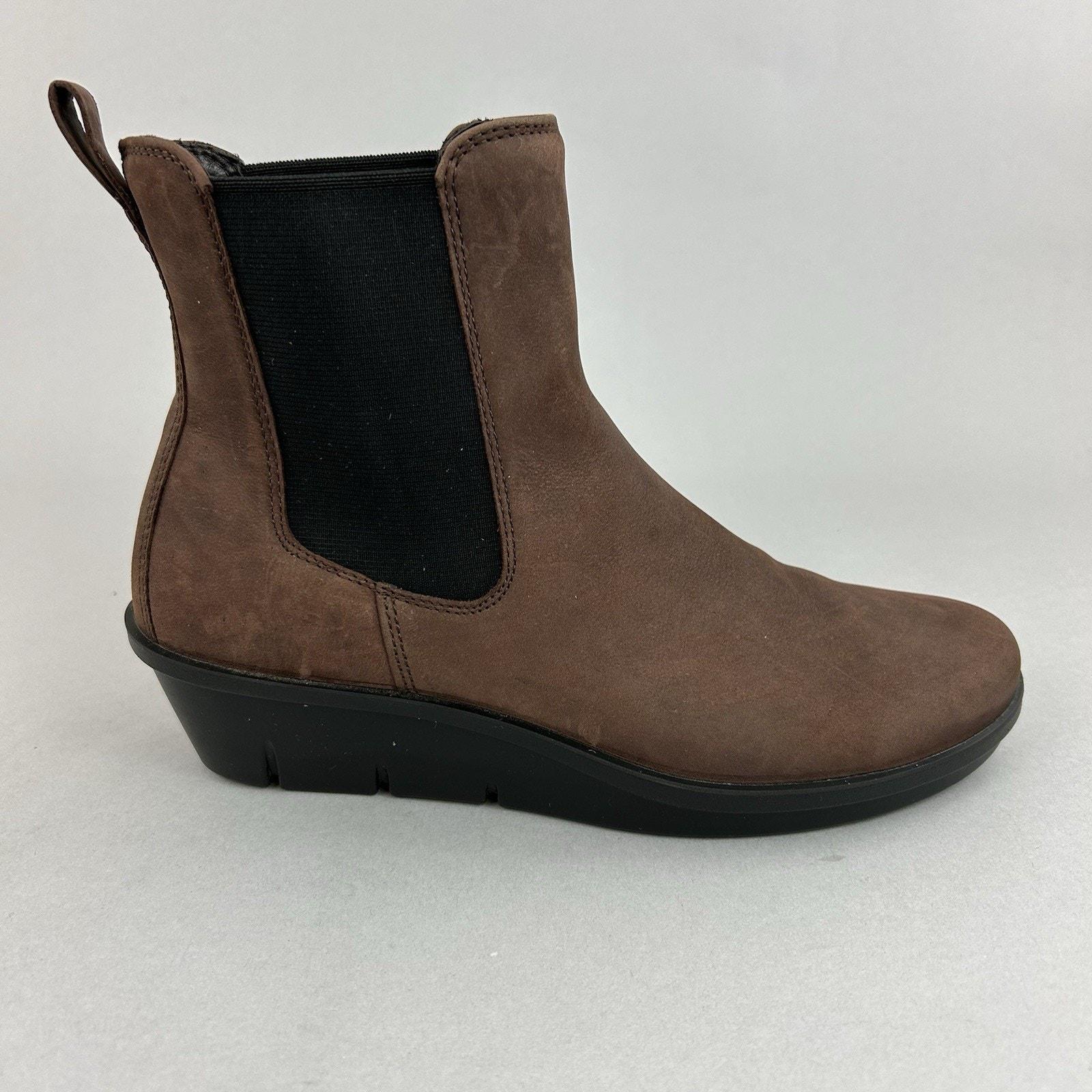 ECCO Hydromax Skyler Brown Leather Ankle Chelsea Wedge 