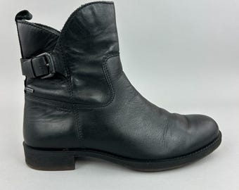 Botas Ecco talla UK6, negras, de piel Goretex, impermeables, para senderismo, forradas, botín de invierno.