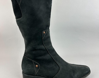 Timberland Women Boots Size US9.5 UK7.5 Comforia Ash Black Leather Zip Mid Calf