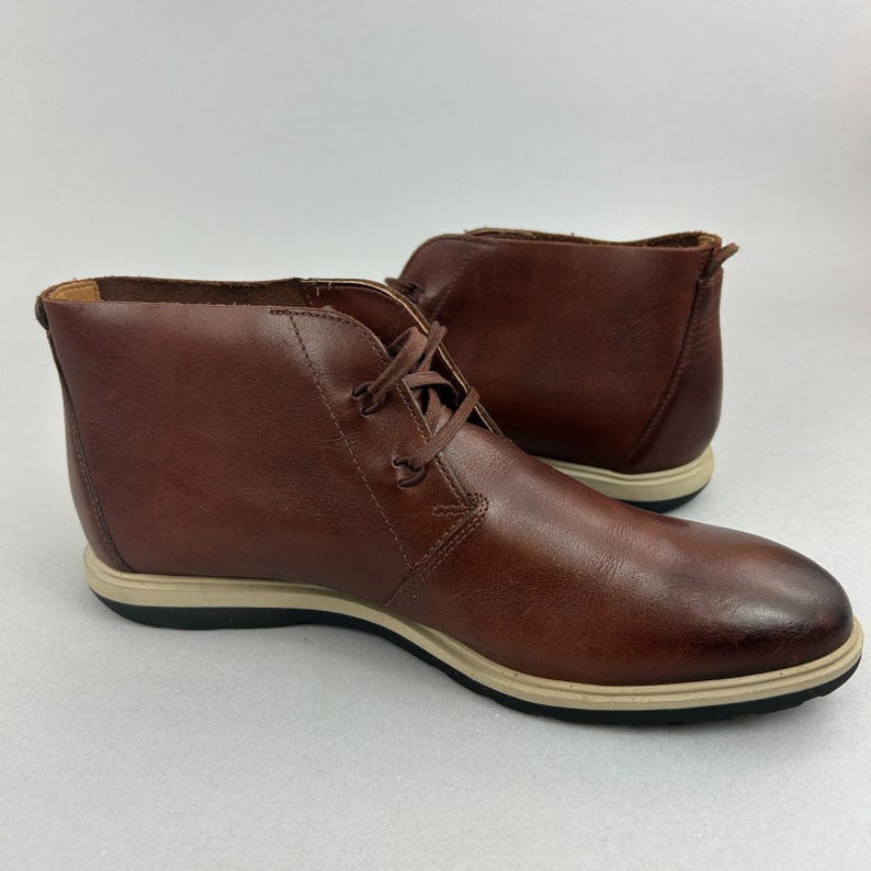 Clarks Glaston Mellanbruna Läder Chukka Läder Lätta Klackstövlar Storlek EU41 UK7 bild 10